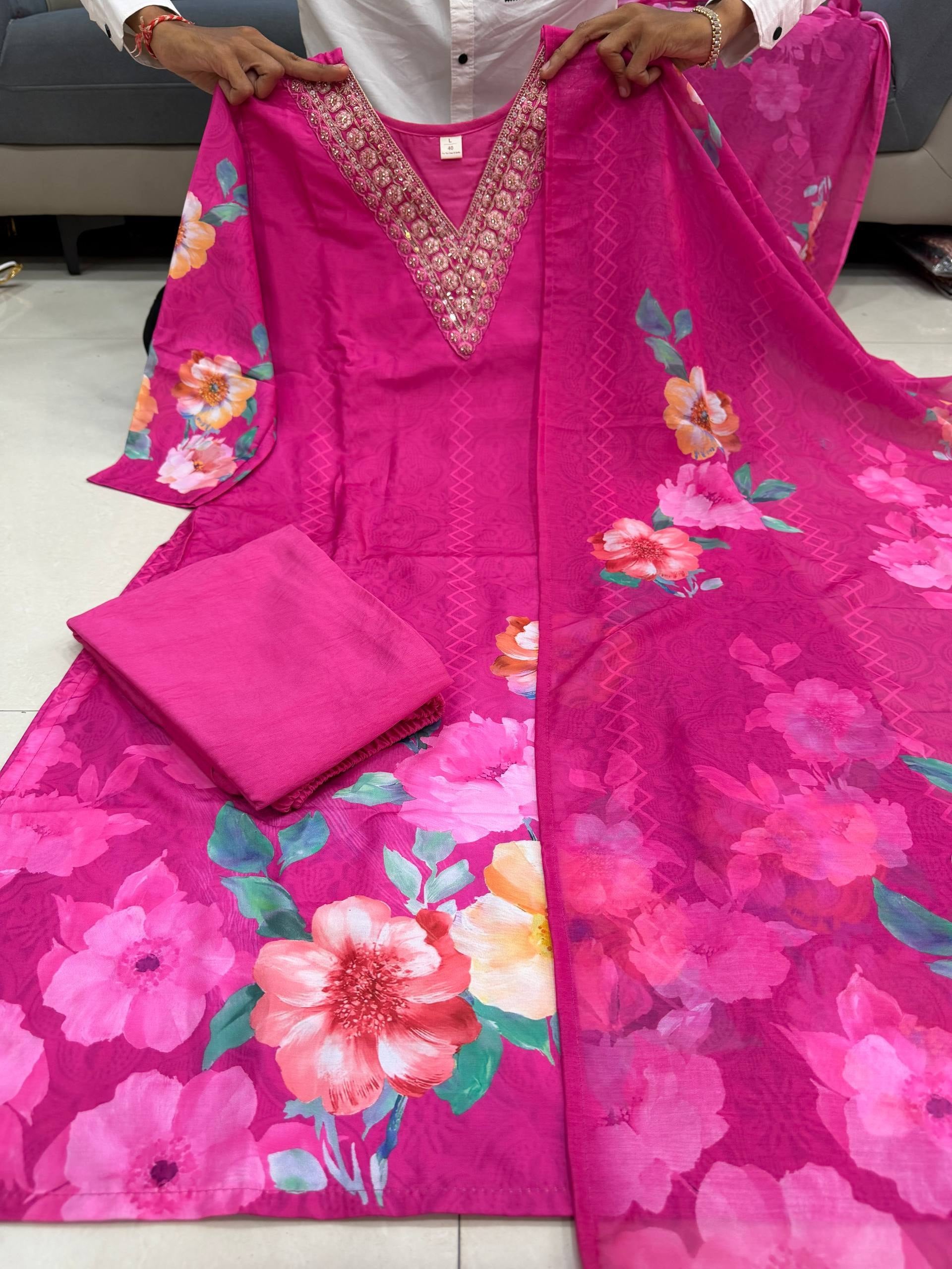 Premium Floral HAND WORKS KitKat Silk Collection