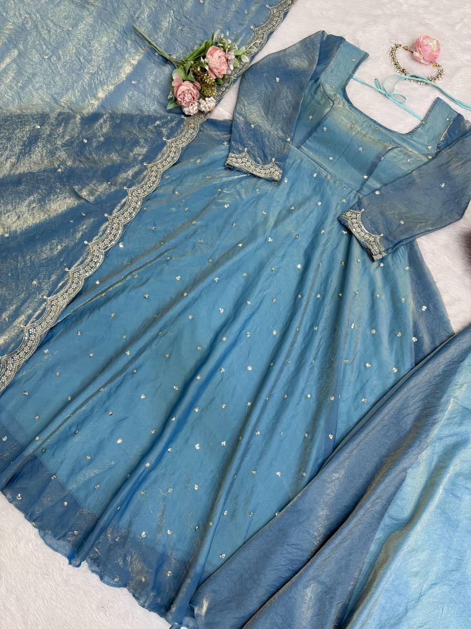 Beautiful Fendy Silk Thread With Sequence Work Gown